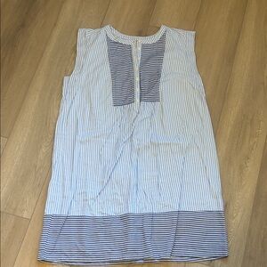 LOFT Light Blue and White Striped Dress